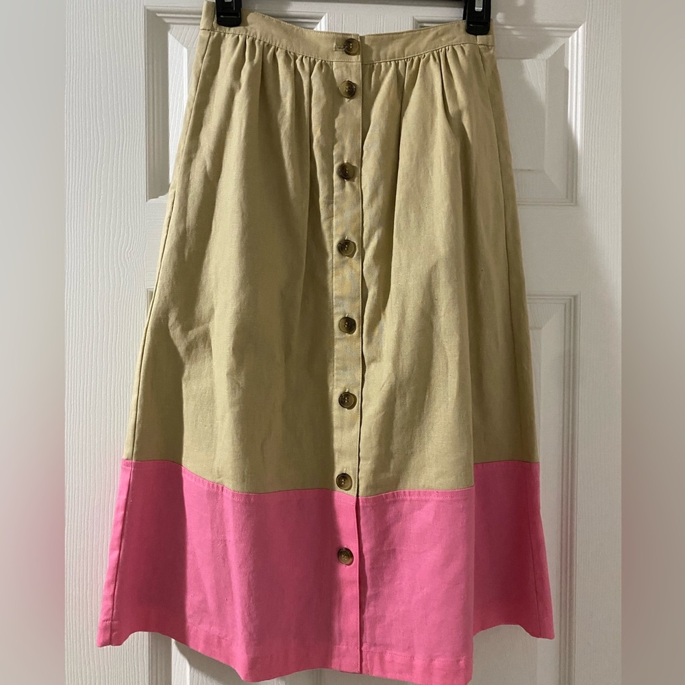 Pink and Tan Button-Down Skirt. Worn once.